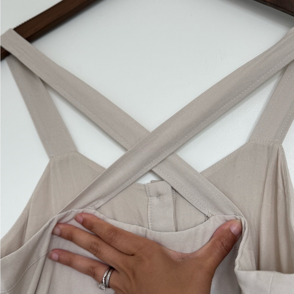 Lulu's Cream Tiered Midi Dress with Button Front - Picture 8 of 15